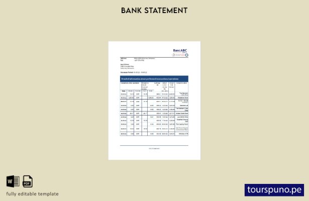 listo para imprimir la plantilla de versión de Excel del extracto bancario ABC d